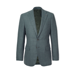 Dan wool linen checked suit olive