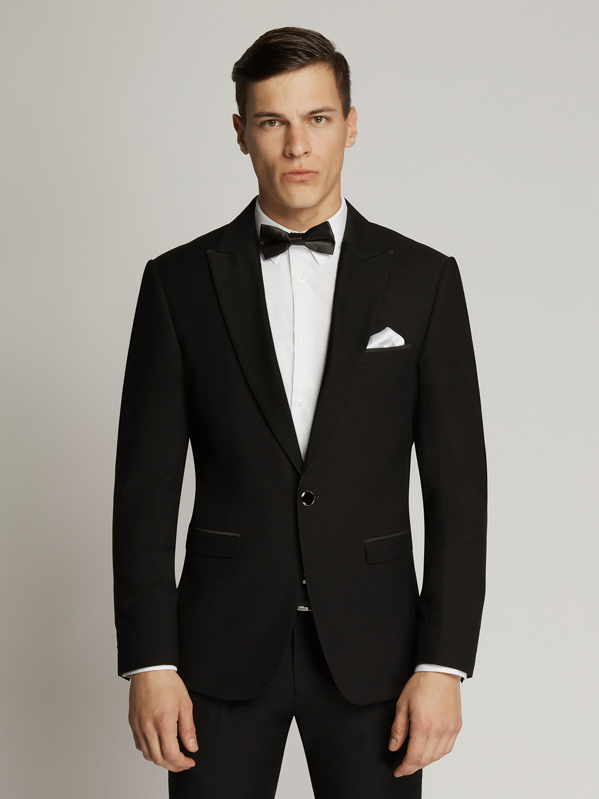 Thomas wool blend tuxedo suit with a peak lapel